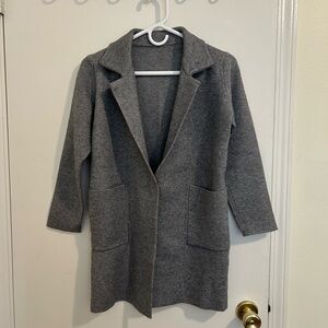 Gray Open Front Cardigan Coat